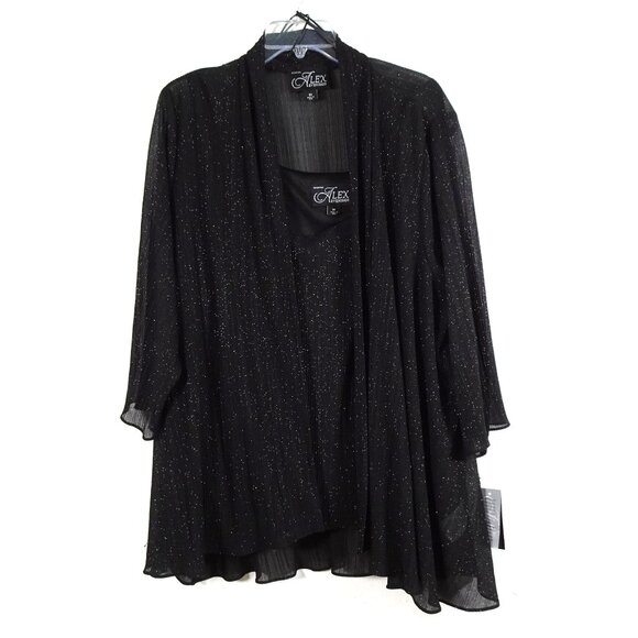Alex Evenings Twinset Women’s Plus Size 3X Black Sparkle Cocktail Evening Flowy - Picture 1 of 14
